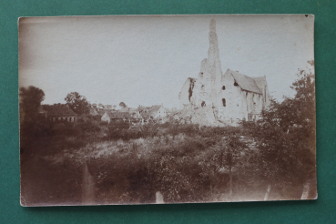 Postcard Photo PC Woumen Vlaandere 1914-1918 worldwar destroyed houses church Belgium Belgie